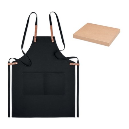 Tablier en coton organique 340 g/m² couleur Nagpur Matières : coton biologique Couleurs : noir personnalisable avec votre logo