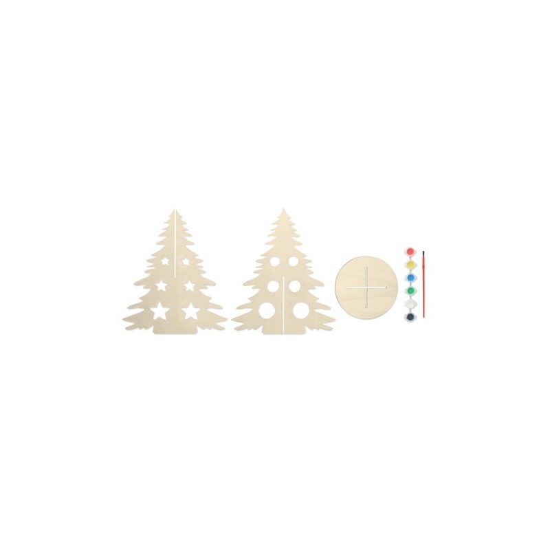 Sapin de Noël en bois  personnalisé - TREE AND PAINT Matières : bois Couleurs : bois cadeau entreprise pas cher