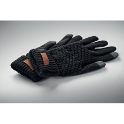Gants Tactiles Éco-responsables en RPET Personnalisés TAKAI Matières : PET recyclé Couleurs : noir impression haute définition