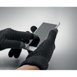 Gants Tactiles Éco-responsables en RPET Personnalisés TAKAI Matières : PET recyclé Couleurs : noir cadeau collaborateur premium