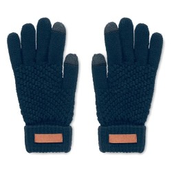 Gants Tactiles Éco-responsables en RPET Personnalisés TAKAI Matières : PET recyclé Couleurs : bleu marine personnalisable avec v