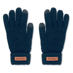 Gants Tactiles Éco-responsables en RPET Personnalisés TAKAI Matières : PET recyclé Couleurs : bleu marine marquage laser ultra p