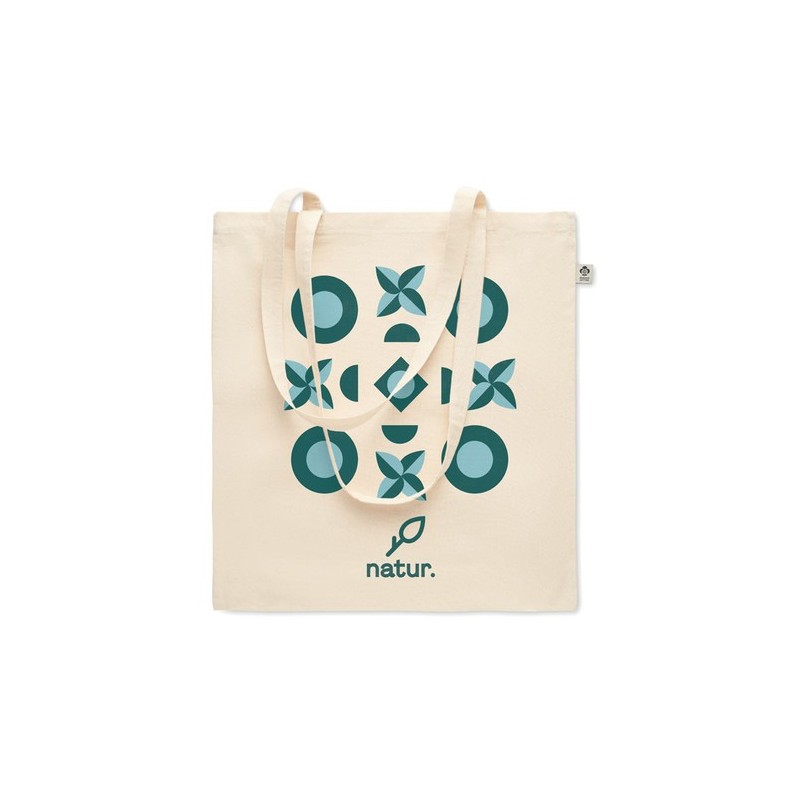 Sac Shopping Éco-responsable en Coton Biologique Personnalisé NUORO Matières : coton biologique Couleurs : beige impression haut