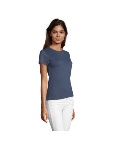 Tee-shirt Femme Personnalisable 100% Coton Régent Fit 150g Matières : coton Taille textile : L Couleurs : bleu denim chiné acces