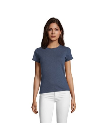 Tee-shirt Femme Personnalisable 100% Coton Régent Fit 150g Matières : coton Taille textile : M Couleurs : bleu denim chiné impre