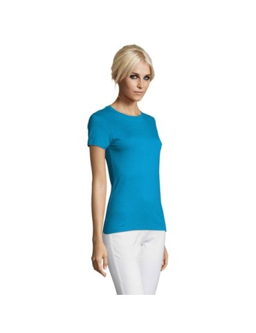 T-shirt Femme Personnalisable 100% Coton 150g REGENT Matières : coton Taille textile : L Couleurs : bleu aqua marquage laser ult