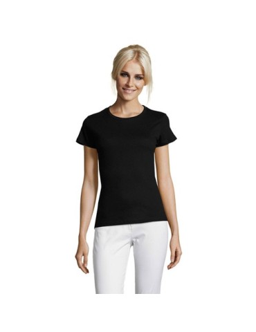 T-shirt Femme Personnalisable 100% Coton 150g REGENT Matières : coton Taille textile : M Couleurs : noir profond objet publicita