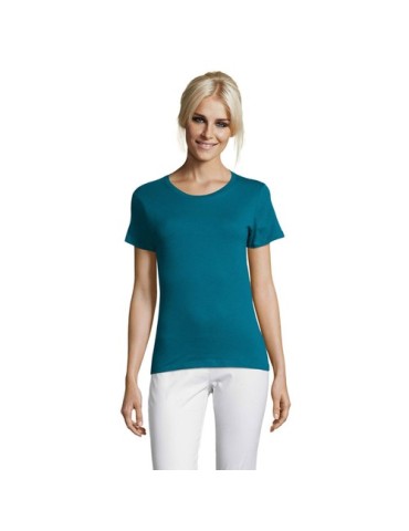 T-shirt Femme Personnalisable 100% Coton 150g REGENT Matières : coton Taille textile : M Couleurs : bleu canard impression logo 