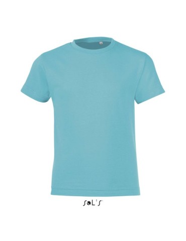 T-shirt personnalisé 100% coton enfant Régent Fit Matières : coton Taille textile : L Couleurs : bleu atoll cadeau client origin