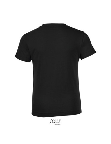T-shirt personnalisé 100% coton enfant Régent Fit Matières : coton Taille textile : L Couleurs : noir profond marquage laser ult