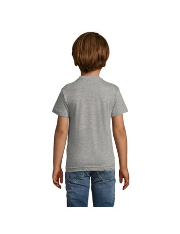 T-shirt personnalisé 100% coton enfant Régent Fit Matières : coton Taille textile : L Couleurs : gris chiné marquage laser ultra
