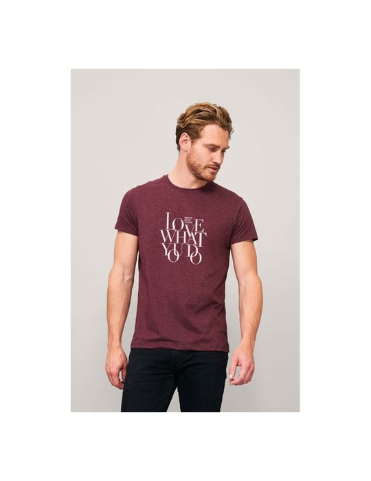 T-Shirt Personnalisé Homme Publicitaire REGENT FIT Matières : coton Taille textile : XXL Couleurs : lie de vin chiné goodies per