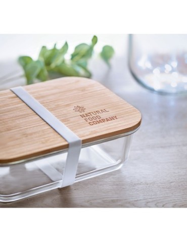 Lunchbox  en verre et bambou TUNDRA Matières : verre Couleurs : transparent marquage laser ultra précis
