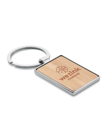 Porte-clés rectangle en bambou personnalisé BENDIGO Matières : métal Couleurs : bois cadeau entreprise pas cher