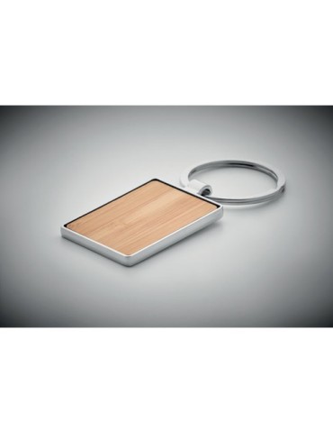 Porte-clés rectangle en bambou personnalisé BENDIGO Matières : métal Couleurs : bois goodies publicitaire événementiel