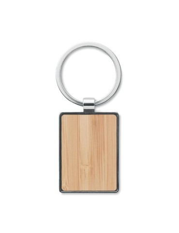 Porte-clés rectangle en bambou personnalisé BENDIGO Matières : métal Couleurs : bois impression haute définition