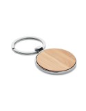 Porte-clés rond en métal et bambou personnalisable BENDIGO Matières : métal Couleurs : bois