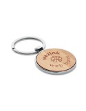 Porte-clés rond en métal et bambou personnalisable BENDIGO Matières : métal Couleurs : bois cadeau entreprise pas cher