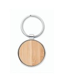Porte-clés rond en métal et bambou personnalisable BENDIGO Matières : métal Couleurs : bois impression haute définition