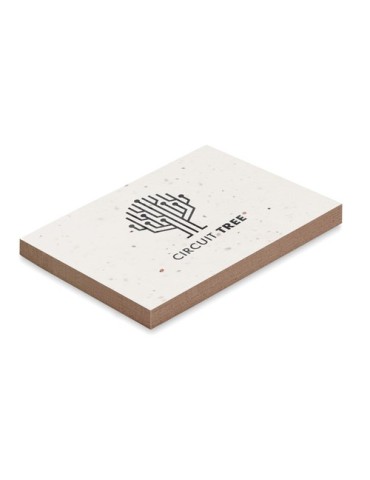 Bloc-notes Éco-responsable à Planter Personnalisé GROW ME Couleurs : blanc Matières : papier à base d'herbe goodies publicitaire