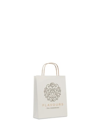 Sac en papier  et pratique petit format personnalisé PAPER TONE S Matières : papier recyclé Couleurs : blanc personnalisation su