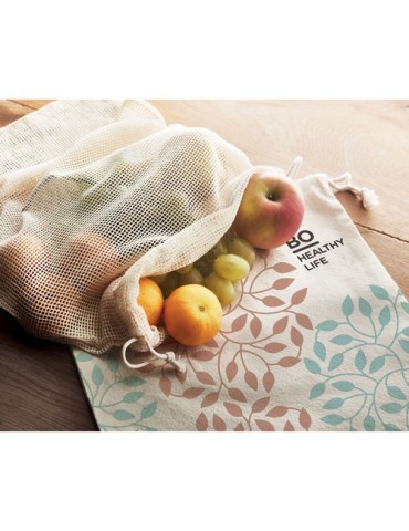 Sac réutilisable en filet de coton  - VEGGIE Matières : coton Couleurs : beige goodies publicitaire événementiel