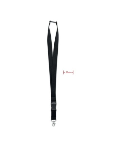 Lanyard Personnalisé 25mm avec Crochet Métallique WIDE LANY Couleurs : noir Matières : POM (acétal) personnalisation rapide en F