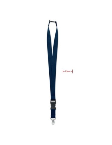 Lanyard Personnalisé 25mm avec Crochet Métallique WIDE LANY Couleurs : bleu Matières : POM (acétal) cadeau collaborateur premium