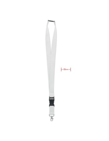Lanyard Personnalisé 25mm avec Crochet Métallique WIDE LANY Couleurs : blanc Matières : POM (acétal) livraison express 24h 48h