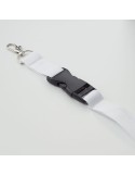 Lanyard Personnalisé 25mm avec Crochet Métallique WIDE LANY Couleurs : blanc Matières : POM (acétal) marquage couleur éclatante
