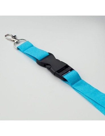 Lanyard Personnalisé 25mm avec Crochet Métallique WIDE LANY Couleurs : turquoise Matières : POM (acétal) cadeau client original