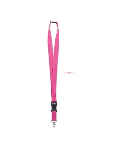 Lanyard Personnalisé 25mm avec Crochet Métallique WIDE LANY Couleurs : fuchsia Matières : POM (acétal) marquage laser ultra préc