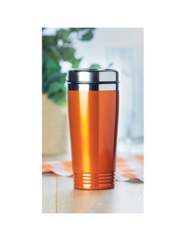 Tasse de voyage double paroi personnalisée  - RODEO COLOUR Matières : acier inoxydable Couleurs : orange objet publicitaire robu