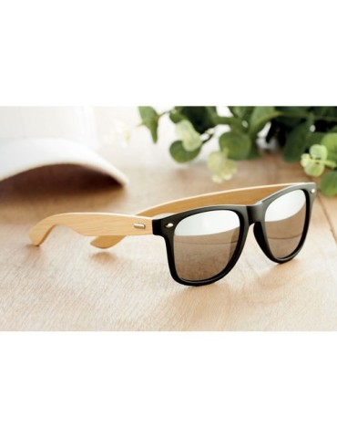 Lunettes de soleil s en bambou - CALIFORNIA TOUCH Matières : Polycarbonate (PC) Couleurs : argenté brillant objet promotionnel é