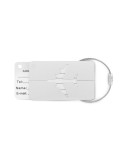 Étiquette à bagage en aluminium personnalisée - FLY TAG Matières : aluminium Couleurs : argenté mat personnalisable avec votre l