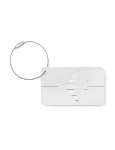 Étiquette à bagage en aluminium personnalisée - FLY TAG Matières : aluminium Couleurs : argenté mat impression haute définition