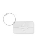 Étiquette à bagage en aluminium personnalisée - FLY TAG Matières : aluminium Couleurs : argenté mat impression haute définition