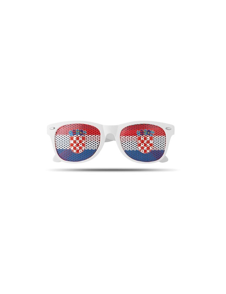 Lunettes de supporter personnalisées élégantes et festives FLAG FUN Matières : Polycarbonate (PC) Couleurs : blanc