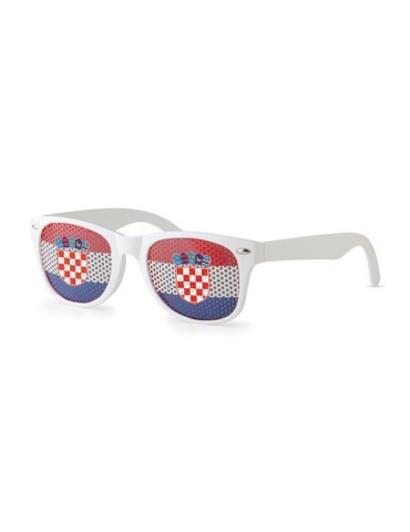 Lunettes de supporter personnalisées élégantes et festives FLAG FUN Matières : Polycarbonate (PC) Couleurs : blanc impression lo