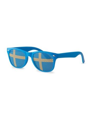 Lunettes de supporter personnalisées élégantes et festives FLAG FUN Matières : Polycarbonate (PC) Couleurs : bleu cadeau entrepr