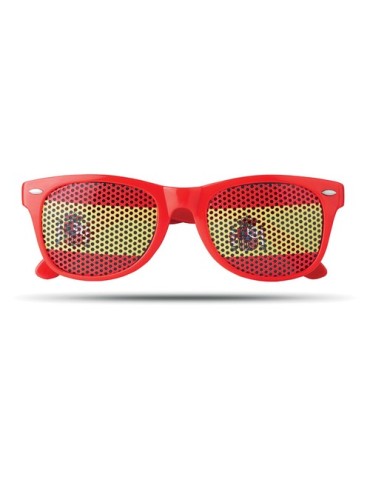 Lunettes de supporter personnalisées élégantes et festives FLAG FUN Matières : Polycarbonate (PC) Couleurs : rouge cadeau collab