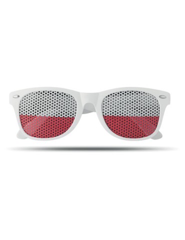 Lunettes de supporter personnalisées élégantes et festives FLAG FUN Matières : Polycarbonate (PC) Couleurs : blanc objet promoti