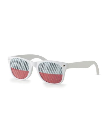 Lunettes de supporter personnalisées élégantes et festives FLAG FUN Matières : Polycarbonate (PC) Couleurs : blanc personnalisab