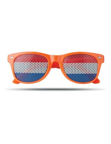 Lunettes de supporter personnalisées élégantes et festives FLAG FUN Matières : Polycarbonate (PC) Couleurs : orange impression h
