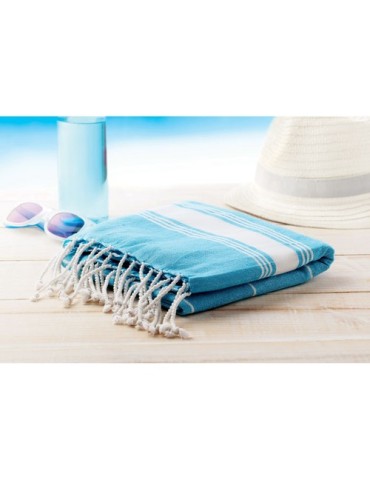 Serviette de plage en coton personnalisée MALIBU Matières : coton Couleurs : turquoise accessoire événementiel unique