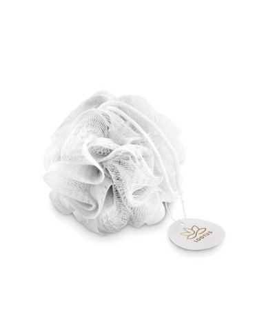 Éponge de Bain Personnalisée Fleur de Douche PUF Matières : polyéthylène (PE) Couleurs : blanc goodies publicitaire événementiel
