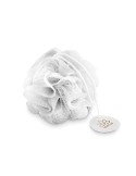 Éponge de Bain Personnalisée Fleur de Douche PUF Matières : polyéthylène (PE) Couleurs : blanc goodies publicitaire événementiel