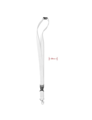 Tour de Cou Personnalisé 20 mm pour vos événements - LANY Matières : PET Couleurs : blanc marquage laser ultra précis