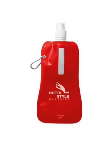 Gourde Pliable Éco-responsable et Pratique Personnalisée - GATES Matières : PET Couleurs : rouge transparent marquage laser ultr