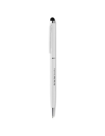 Stylo-stylet pratique et publicitaire NEILO TOUCH Matières : métal Couleurs : blanc marquage couleur éclatante